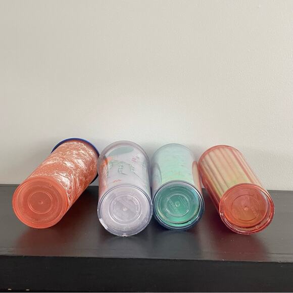 Starbucks Bundle Deal 4 Tumbler Cups Mermaid Opaque Bird Floral Dome Drink Cold - Picture 3 of 5